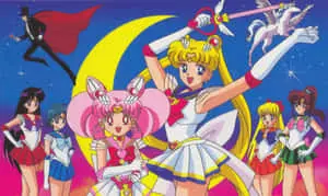 Aesthetic Sailor Moon with a Cresent Moon Wand