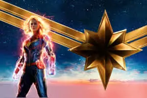 Captain Marvel flying high on an Ipad 