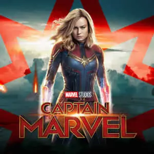 Brie Larson as Captain Marvel takes the fight to the future with her Apple Ipad