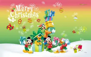 Celebrating the holidays with Disney Christmas characters on a bright and cheerful iPad.