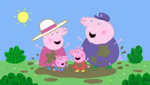 Grandfather Enjoying Quality Time with Peppa Pig Tablet