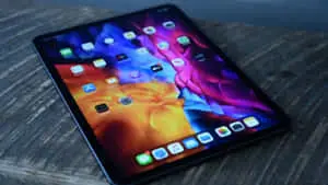 A man using the latest iPad.