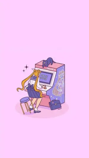 Pastel Sailor Moon Arcade Machine Digital Art