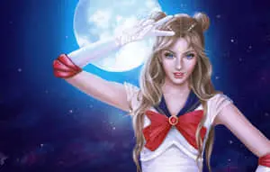 Usagi Tsukino and the sailor senshi in their iconic sailor uniforms