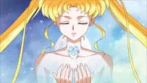 Usagi Tsukino changes into Sailor Moon