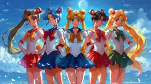 Sailor Moon Team Beach Backdrop