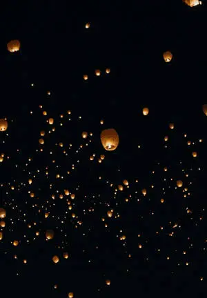  Caption: Sky Lanterns Reflected in Night Sky as seen on iPad 2021 