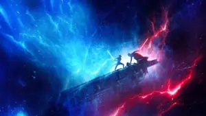 TV 4K Star Wars Rey Kylo Ren Blue And Red