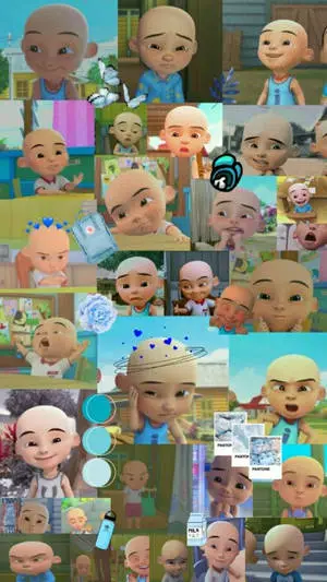 Upin Ipin Blue Aesthetic Collage